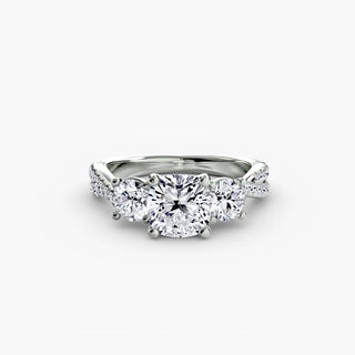 Three-Stone Twisted Pavé Engagement Ring