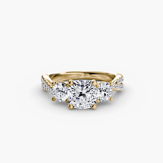 Three-Stone Twisted Pavé Engagement Ring