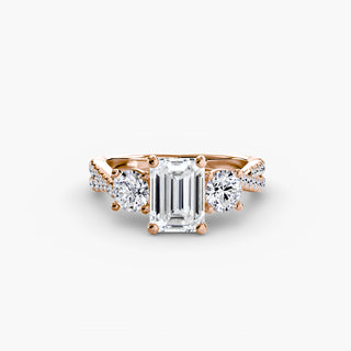 Three-Stone Twisted Pavé Engagement Ring