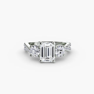 Three-Stone Twisted Pavé Engagement Ring
