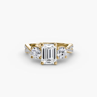 Three-Stone Twisted Pavé Engagement Ring