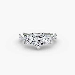 Three-Stone Twisted Pavé Engagement Ring