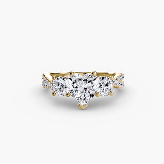 Three-Stone Twisted Pavé Engagement Ring