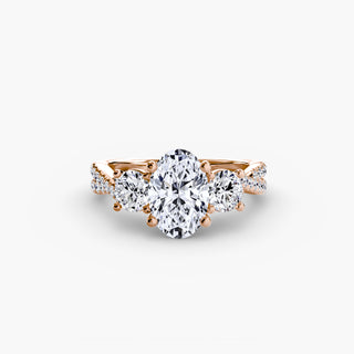 Three-Stone Twisted Pavé Engagement Ring