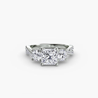 Three-Stone Twisted Pavé Engagement Ring