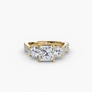 Three-Stone Twisted Pavé Engagement Ring