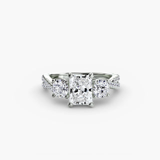 Three-Stone Twisted Pavé Engagement Ring
