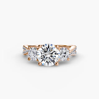 Three-Stone Twisted Pavé Engagement Ring