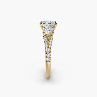 Three stone split shank pavé engagement ring setting with princess-cut center stone by LabGrownDiamonds.com