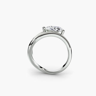 Wave lab grown diamond ring in white gold, side profile view showing the flowing wave band with a pear-shaped lab grown diamond. || #metal_white gold|platinum