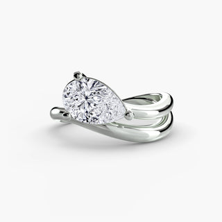 Pear Wave and a Half Lab Grown Diamond Ring