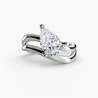 Pear Double Wave Lab Grown Diamond Ring