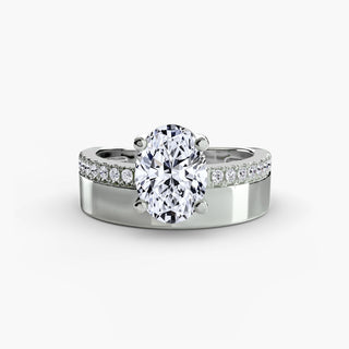 Oval Wide Band with Pavé Accent Ring