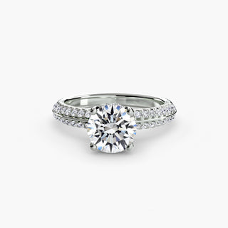 Knife Edge Pavé Engagement Ring with Wrap Hidden Halo