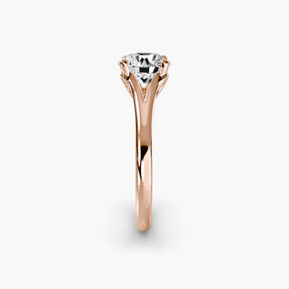 Split shank engagement ring setting in rose gold showing the split-shank band profile. || #metal_rose gold #diamond shape_round