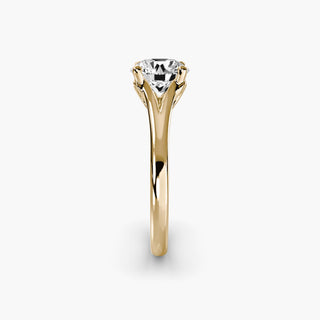 Split shank engagement ring setting in yellow gold showing the split-shank band profile. || #metal_yellow gold #diamond shape_round
