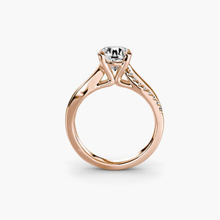LabGrownDiamonds.com twisted half pavé round engagement ring setting with intricate twisted band and pavé detailing, front view.