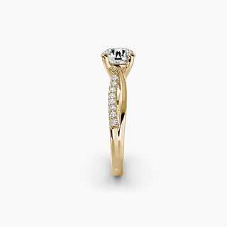 LabGrownDiamonds.com twisted half pavé round engagement ring setting with intricate twisted band and side view.
