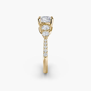 LabGrownDiamonds.com five-stone pavé trellis engagement ring setting with cushion-cut center and side stones, showcasing elegant craftsmanship.
