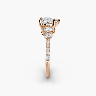 LabGrownDiamonds.com five stone pavé trellis engagement ring setting with heart-shaped side details, showcasing elegant craftsmanship.