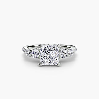 Five Stone Pavé Trellis Engagement Ring setting with lab-grown diamonds in white gold, showcasing detailed craftsmanship.