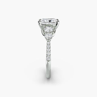 Five stone pavé trellis setting for engagement ring with lab-grown diamonds, shown in white gold from LabGrownDiamonds.com.
