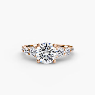 LabGrownDiamonds.com five stone pavé trellis engagement ring setting with round diamonds, detailed metalwork, and elegant design.