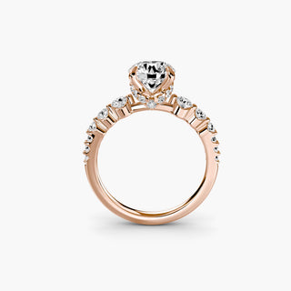 Graduated diamond band with hidden halo engagement ring setting featuring round diamonds, designed by LabGrownDiamonds.com.