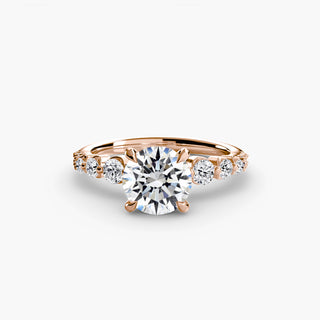 Graduated Round Diamond Band Engagement Ring with Wrap Hidden Halo