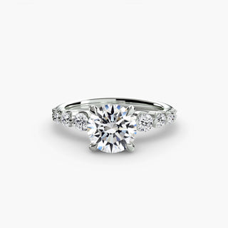 Graduated Round Diamond Band Engagement Ring with Wrap Hidden Halo