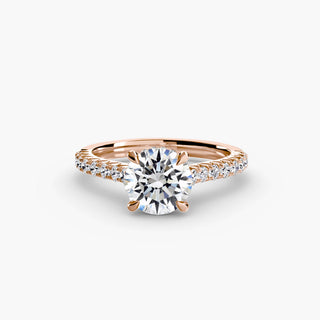 LabGrownDiamonds.com Hidden Halo Pavé Cathedral Engagement Ring setting with round center stone and intricate pavé detailing