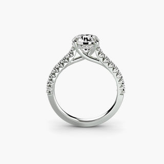 LabGrownDiamonds.com Hidden Halo Pavé Cathedral Engagement Ring setting in white gold with round center stone from front view