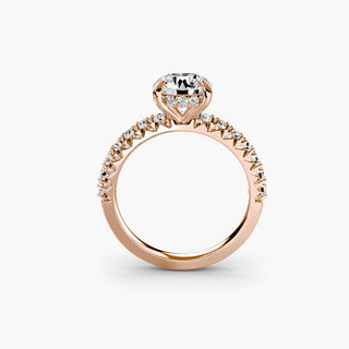 LabGrownDiamonds.com Hidden Halo Pavé Engagement Ring setting with round center stone and intricate pavé detailing from the front view.
