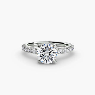 Round white gold Hidden Halo Pavé engagement ring setting with intricate pave detailing from LabGrownDiamonds.com.