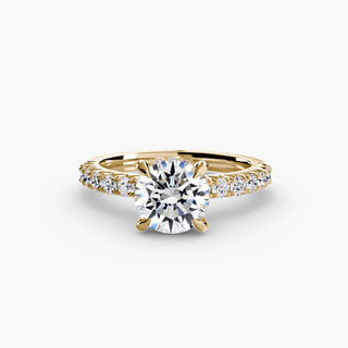 LabGrownDiamonds.com hidden Halo pavé engagement ring setting with round yellow gold band and detailed pavé design.