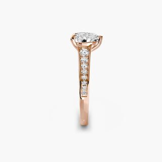Reverse tapered channel set engagement ring with heart-shaped diamonds, showcasing a elegant and secure setting by LabGrownDiamonds.com