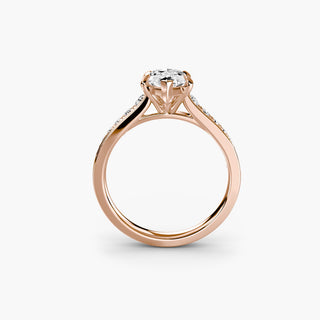 Reverse tapered channel set engagement ring with marquise diamonds, crafted by LabGrownDiamonds.com, shown from the front.