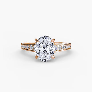 Reverse tapered channel set engagement ring with oval diamonds by LabGrownDiamonds.com, showcasing a sleek metal setting and sparkling stones.