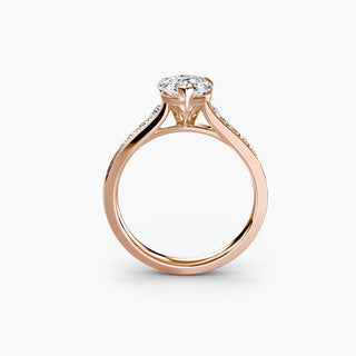 Reverse tapered channel set engagement ring with pear-shaped diamonds, crafted by LabGrownDiamonds.com, shown from the front.
