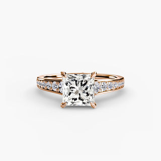 Reverse tapered channel set engagement ring with princess cut diamonds, featuring a sleek metal setting from LabGrownDiamonds.com