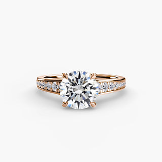 Reverse tapered channel set engagement ring with round diamonds, crafted by LabGrownDiamonds.com, featuring a sleek, modern design.