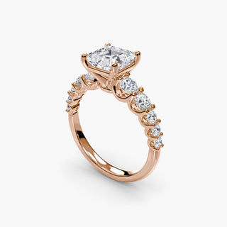 LabGrownDiamonds.com graduated round U-prong diamond band engagement ring, showcasing a detailed setting from four angles.