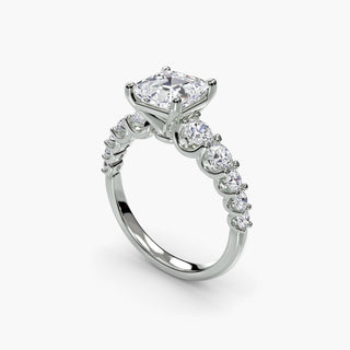 LabGrownDiamonds.com round U-prong diamond band engagement ring with four-angle view showcasing the elegant setting and sparkling diamonds.