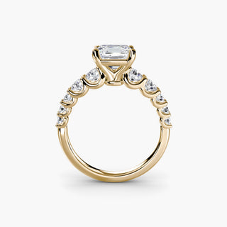 LabGrownDiamonds.com round U-prong diamond band engagement ring with an asscher-cut diamond setting, shown from the front.