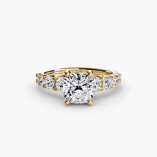 LabGrownDiamonds.com graduated round U-prong diamond band engagement ring showcasing a cushion-cut diamond setting.