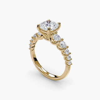 Round U-prong diamond band engagement ring setting featuring a cushion-shaped diamond from LabGrownDiamonds.com.