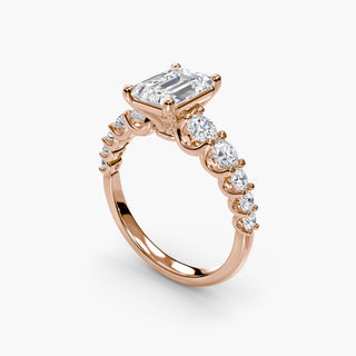 Graduated round U-prong diamond band engagement ring setting with multiple diamonds, crafted by LabGrownDiamonds.com.