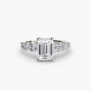Lab-grown diamond U-prong round band engagement ring in white gold, showcasing a sleek, elegant setting with sparkling diamonds.