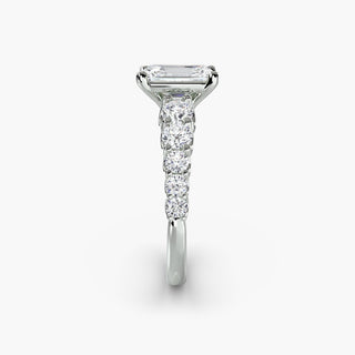 LabGrownDiamonds.com diamond engagement ring with a graduated round U-prong setting in white gold, showcasing side view details.
