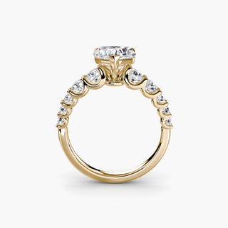 LabGrownDiamonds.com graduated round U-prong diamond band engagement ring with a heart-shaped design, front view.